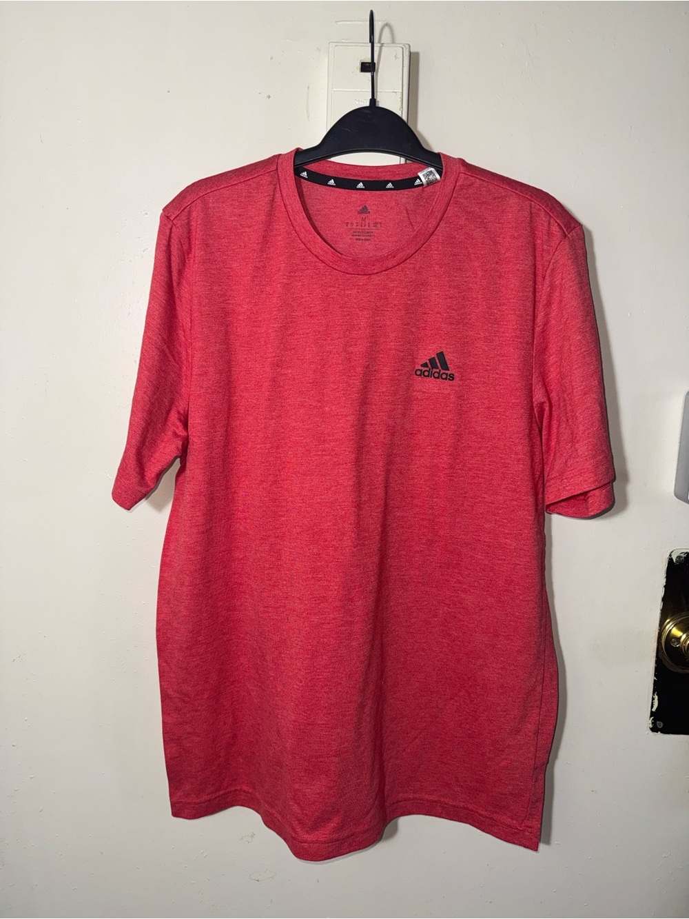 adidas Men's Heathered Red Short Sleeve Athletic Tee